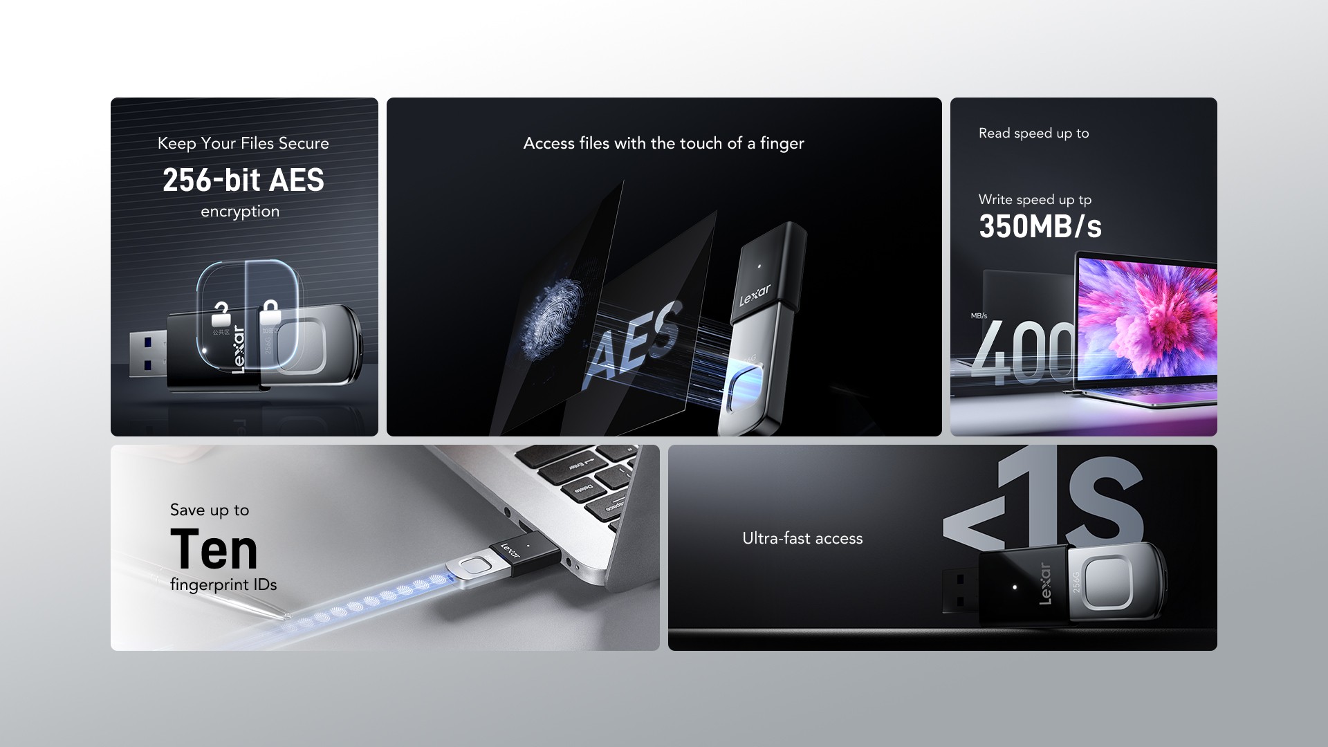 LEXAR 128GB FINGERPRINT F35PRO