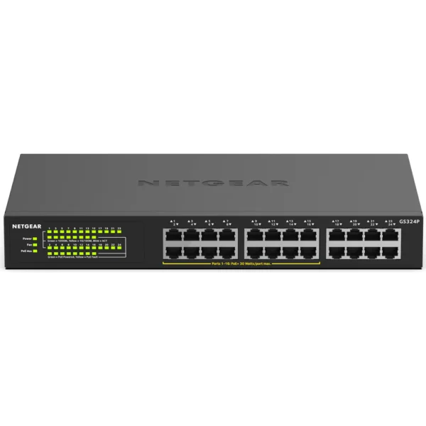 Netgear GS324P |  24-Port Gigabit Ethernet Unmanaged Switch with 16-Ports PoE+ (190W) - Image 4