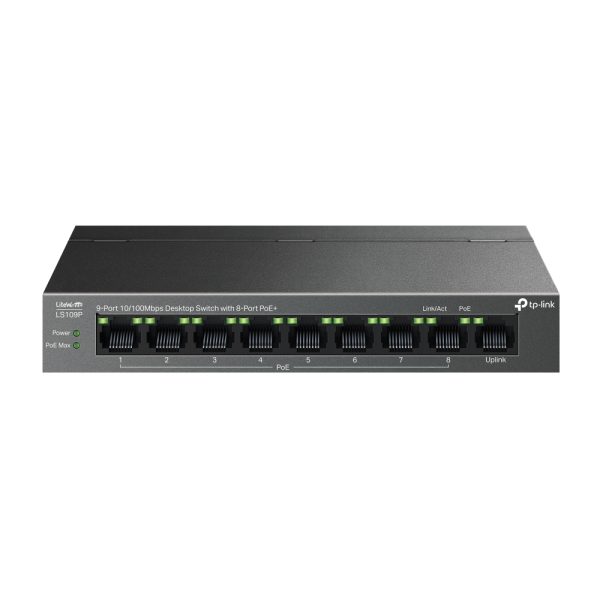 TP-Link LS109P 9-Port 10/100Mbps Desktop Switch with 8-Port PoE+, 63 W PoE Budget - Image 4
