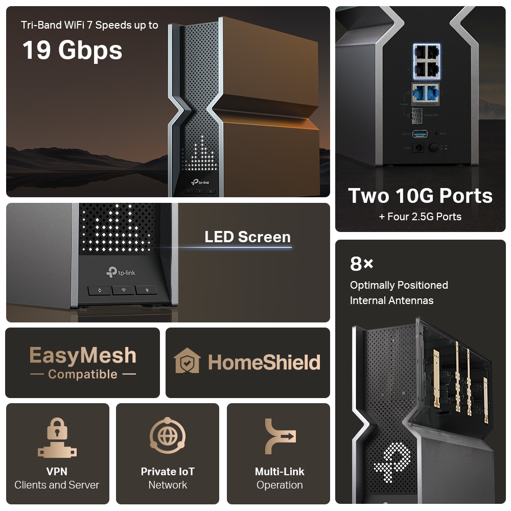 TP-Link Archer BE800 | BE19000 Tri-Band Wi-Fi 7 Router - Image 5