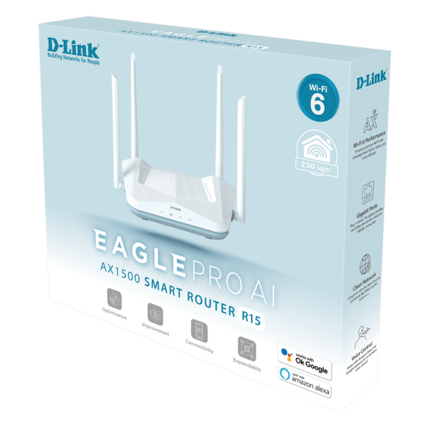 D-Link EAGLE PRO AI R15 | AX1500 Smart Wi-Fi 6 Router, Dual-Band, MU-MIMO & OFDMA, Gigabit WAN + 3 LAN Ports, MTCTE Certified - Image 5