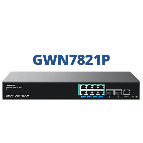 Grandstream GWN7821P Layer 3 Managed Multi-Gigabit PoE+ Switch | 8× 2.5G Ports | 2× 10G SFP+ Uplinks