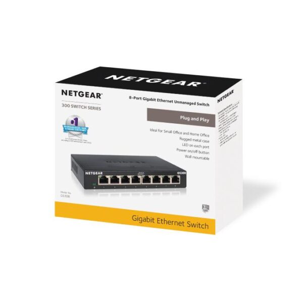 NETGEAR GS308v3 | 8-Port Gigabit Ethernet Unmanaged Switch | Plug-and-Play | Energy Efficient | Fanless Silent Design | Jumbo Frame Support - Image 7