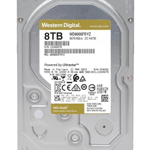 WD Gold 8 TB l WD8005FRYZ Powerful Enterprise-Class 6TB HDD – Ultimate 7200 RPM, SATA 6Gb/s, High-Capacity Storage - Image 3