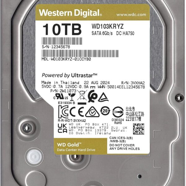 WD Gold 10TB | WD103KRYZ Reliable 10TB Enterprise SATA HDD with 7200 RPM, 512e, 5-Year Warranty - Image 3