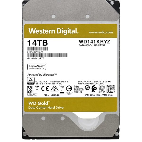 WD Gold 14TB | WD142KRYZ Powerful Enterprise-Class SATA HDD with 512MB Cache, 7200 RPM, Helium Technology, and 6 Gb/s SATA - Image 3