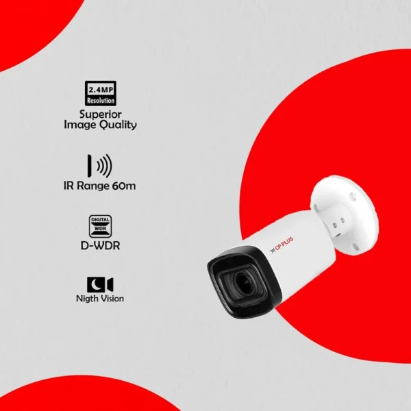 CP PLUS CP-UVC-TB24FL6-B Powerful 2.4MP Full HD HDCVI IR Bullet Camera with 60M IR Range, Starlight Technology & IP67 - Image 4