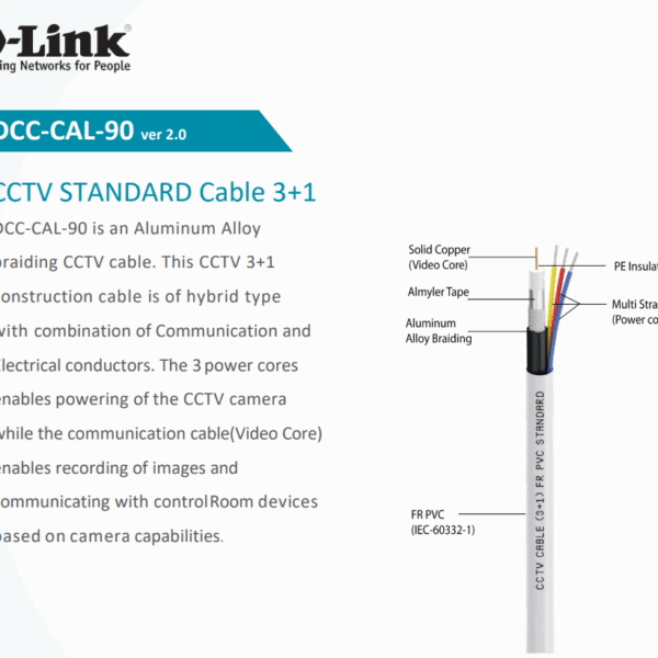 D-Link DCC-CAL-90 Powerful CCTV Cable – Hybrid Construction, Flame Retardant, Shielded Communication - Image 3