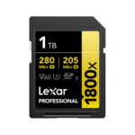 Lexar 1TB Professional 1800x GOLD Series SDXC UHS-II | Up to 280MB/s read 205MB/s write | V60 | Limited Lifetime Warranty | LSD1800001T-BNNNG