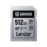 Lexar 512GB ARMOR SILVER PRO SDXC UHS-II | 280 MB/s Read 160 MB/s Write | V60 | IP68 | Stainless Steel | Lifetime Warranty | LSDAMSP512G-RNNNG